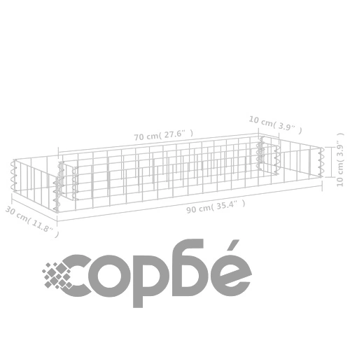 Габион повдигната леха, поцинкована стомана, 90x30x10 cм ➤ топ цена ➤ sorbe.bg