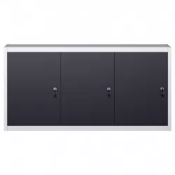 Стенен шкаф за инструменти, индустриален, метал, сиво и черно