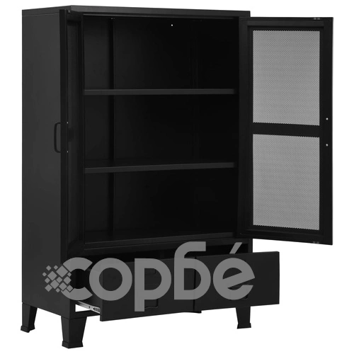 Офис шкаф мрежести врати промишлен черен 75x40x120 cм стомана на топ цена от sorbe.bg Офис шкаф мрежести врати промишлен черен 75x40x120 cм стомана ➤ топ цена ➤ sorbe.bg