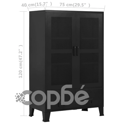 Офис шкаф мрежести врати промишлен черен 75x40x120 cм стомана на топ цена от sorbe.bg Офис шкаф мрежести врати промишлен черен 75x40x120 cм стомана ➤ топ цена ➤ sorbe.bg