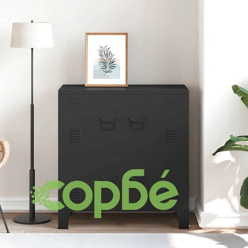 Индустриален скрин за съхранение, черен, 75x40x80 cм, стомана на топ цена от sorbe.bg Индустриален скрин за съхранение, черен, 75x40x80 cм, стомана ➤ топ цена ➤ sorbe.bg