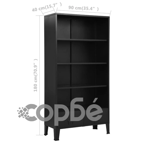Библиотека, индустриална, черна, 90x40x180 см, стомана на топ цена от sorbe.bg Библиотека, индустриална, черна, 90x40x180 см, стомана ➤ топ цена ➤ sorbe.bg