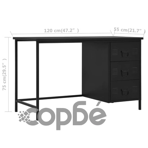 Бюро с чекмеджета, индустриално, черно, 120x55x75 см, стомана на топ цена от sorbe.bg Бюро с чекмеджета, индустриално, черно, 120x55x75 см, стомана ➤ топ цена ➤ sorbe.bg