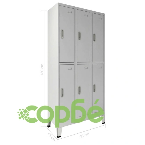Заключващ се шкаф с 6 отделения, стомана, 90x45x180 cм, сив на топ цена от sorbe.bg Заключващ се шкаф с 6 отделения, стомана, 90x45x180 cм, сив ➤ топ цена ➤ sorbe.bg