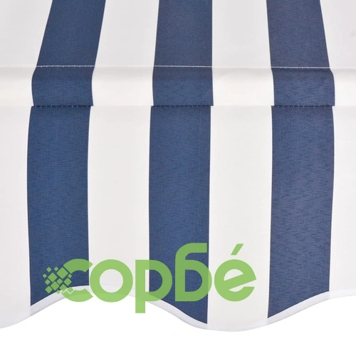 Ръчно прибиращ се сенник, 100 см, синьо-бели ивици ➤ топ цена ➤ sorbe.bg