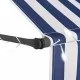 Ръчно прибиращ се сенник с LED, 150 см, синьо и бяло