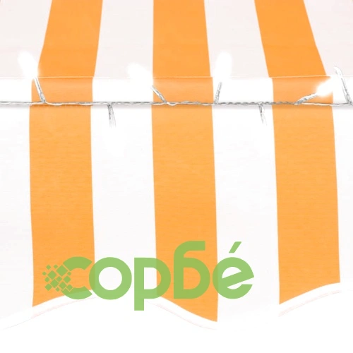 Ръчно прибиращ се сенник с LED, 300 см, бяло и оранжево ➤ топ цена ➤ sorbe.bg