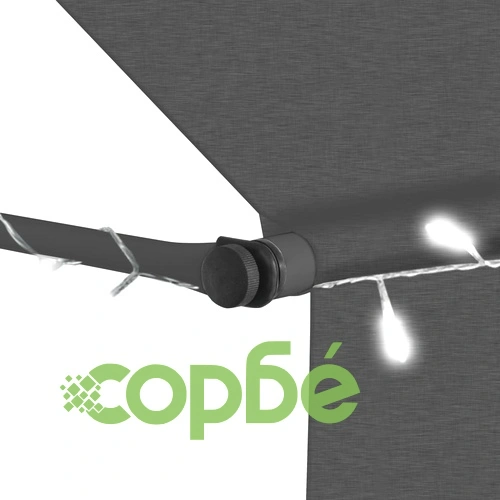 Ръчно прибиращ се сенник с LED, 200 см, антрацит ➤ топ цена ➤ sorbe.bg
