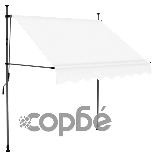 Ръчно прибиращ се сенник с LED, 200 см, кремав ➤ топ цена ➤ sorbe.bg