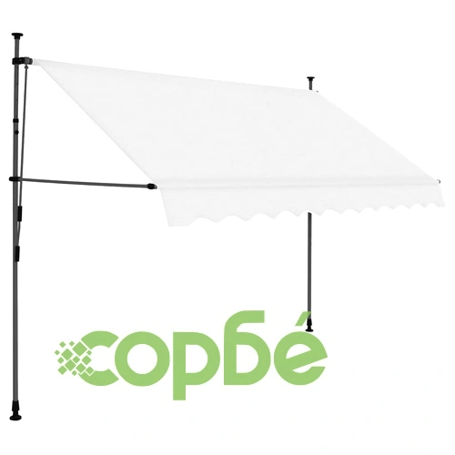 Ръчно прибиращ се сенник с LED, 250 см, кремав ➤ топ цена ➤ sorbe.bg