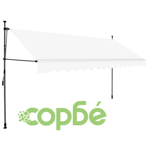 Ръчно прибиращ се сенник с LED, 350 см, кремав ➤ топ цена ➤ sorbe.bg