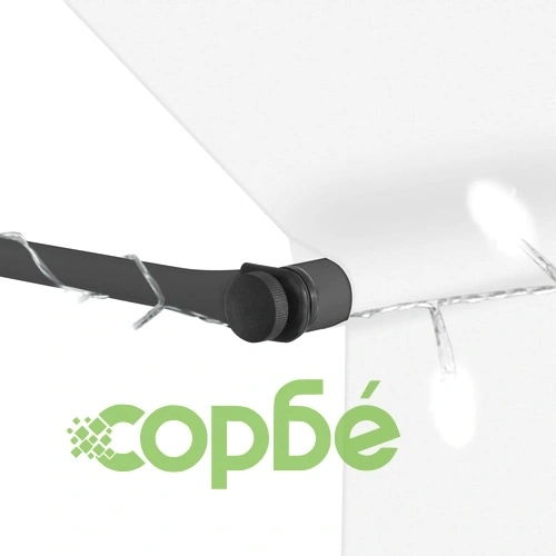Ръчно прибиращ се сенник с LED, 350 см, кремав ➤ топ цена ➤ sorbe.bg