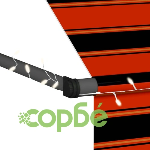 Ръчно прибиращ се сенник с LED, 350 см, оранжево и кафяво ➤ топ цена ➤ sorbe.bg