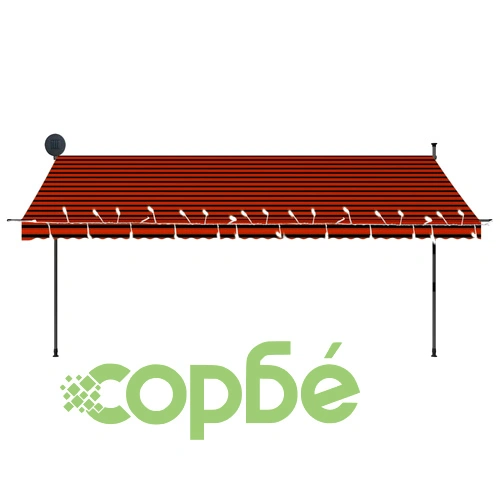 Ръчно прибиращ се сенник с LED, 400 см, оранжево и кафяво ➤ топ цена ➤ sorbe.bg