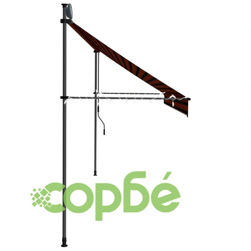 Ръчно прибиращ се сенник с LED, 400 см, оранжево и кафяво ➤ топ цена ➤ sorbe.bg