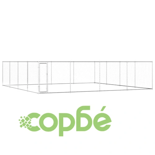 Дворна клетка за кучета, поцинкована стомана, 760x760x185 см ➤ топ цена ➤ sorbe.bg