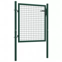 Оградна порта, стомана, 100x75 см, зелена