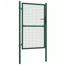 Оградна порта, стомана, 100x200 см, зелена