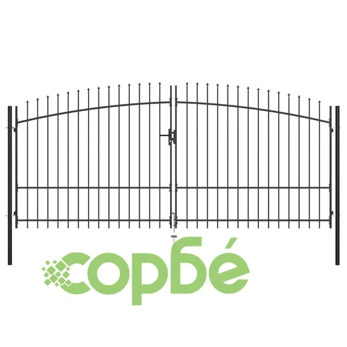 Двойна градинска врата със заострени върхове, 400x225 см ➤ топ цена ➤ sorbe.bg