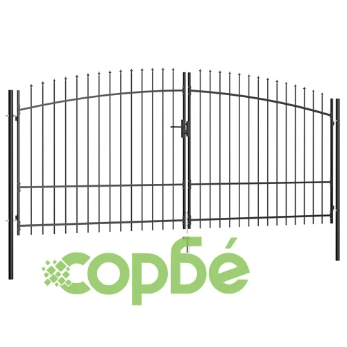 Двойна градинска врата със заострени върхове, 400x225 см ➤ топ цена ➤ sorbe.bg