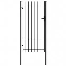 Оградна порта една врата с остри върхове стомана 1х2 м черна