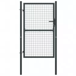 Мрежеста градинска врата, поцинкована стомана, 100x200 см, сива