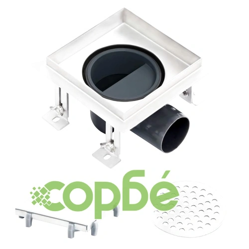 Подов сифон за душ 2-в-1 с решетка за вграждане 15x15 см инокс ➤ топ цена ➤ sorbe.bg
