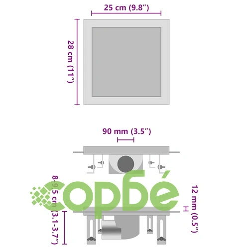 Подов сифон за душ 2-в-1 с решетка за вграждане 28x28 см инокс ➤ топ цена ➤ sorbe.bg