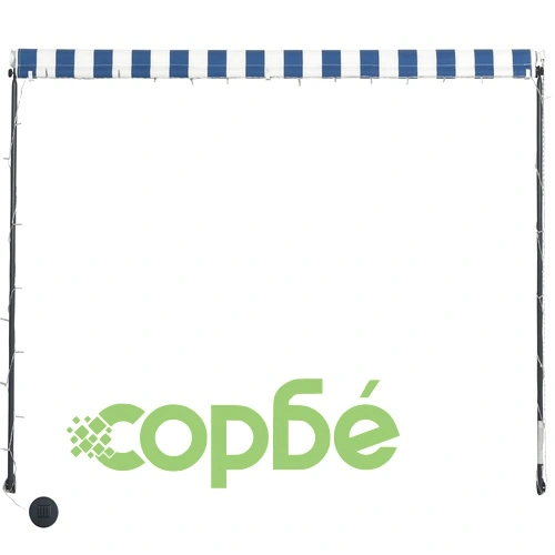 Сенник с падащо рамо с LED, 150x150 см, синьо и бяло ➤ топ цена ➤ sorbe.bg