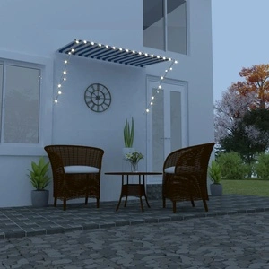 Сенник с падащо рамо с LED, 250х150 см, синьо и бяло
