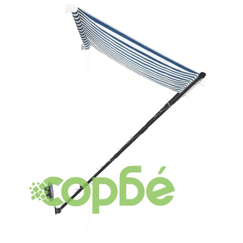 Сенник с падащо рамо с LED, 300х150 см, синьо и бяло ➤ топ цена ➤ sorbe.bg