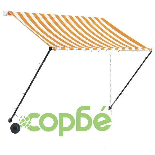 Сенник с падащо рамо с LED, 150x150 см, жълто и бяло ➤ топ цена ➤ sorbe.bg