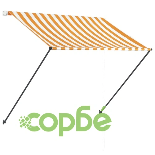 Сенник с падащо рамо с LED, 150x150 см, жълто и бяло ➤ топ цена ➤ sorbe.bg