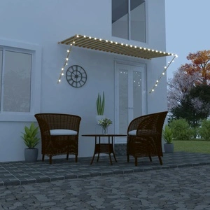 Сенник с падащо рамо с LED, 300х150 см, жълто и бяло