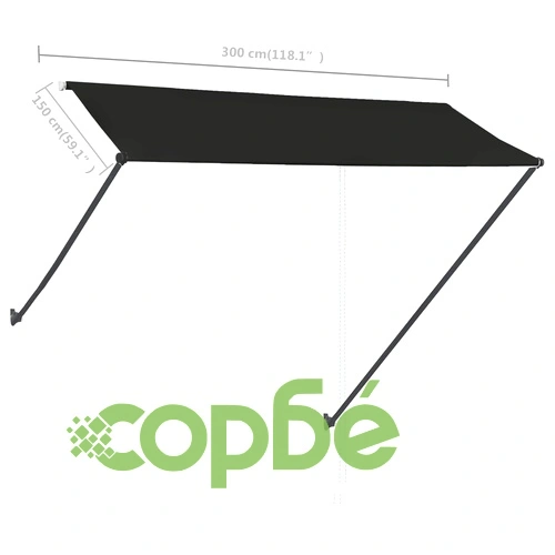 Сенник с падащо рамо с LED, 300х150 см, антрацит ➤ топ цена ➤ sorbe.bg