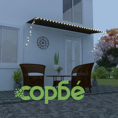 Сенник с падащо рамо с LED, 400x150 см, антрацит ➤ топ цена ➤ sorbe.bg