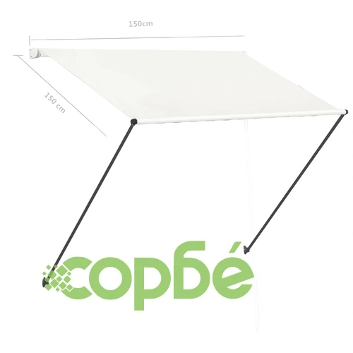 Сенник с падащо рамо с LED, 150x150 см, кремав ➤ топ цена ➤ sorbe.bg