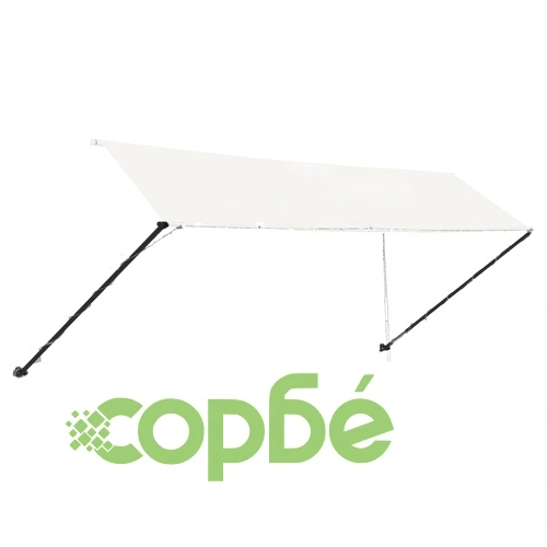 Сенник с падащо рамо с LED, 400x150 см, кремав ➤ топ цена ➤ sorbe.bg