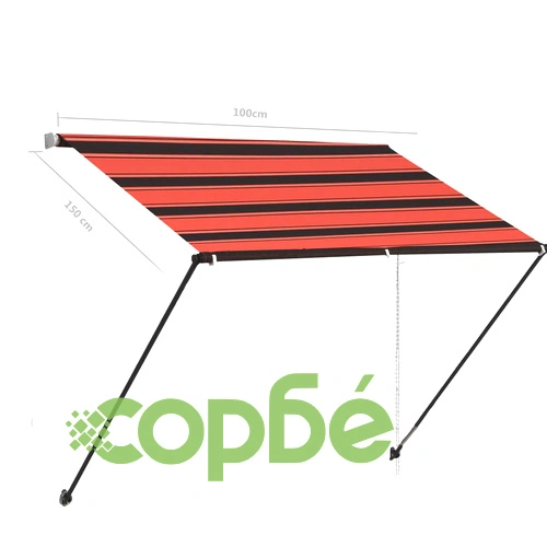 Сенник с падащо рамо с LED, 100x150 см, оранжево и кафяво ➤ топ цена ➤ sorbe.bg