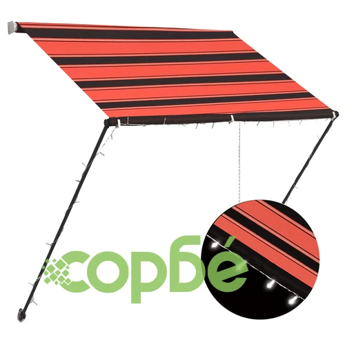 Сенник с падащо рамо с LED, 150x150 см, оранжево и кафяво ➤ топ цена ➤ sorbe.bg