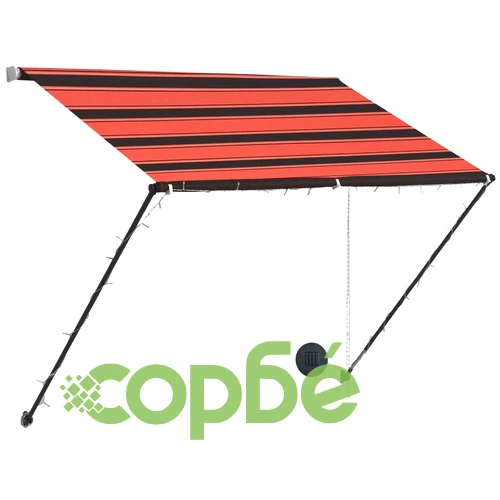 Сенник с падащо рамо с LED, 150x150 см, оранжево и кафяво ➤ топ цена ➤ sorbe.bg
