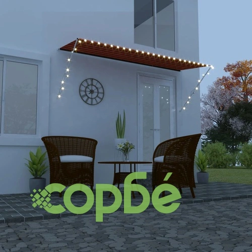 Сенник с падащо рамо с LED, 300х150 см, оранжево и кафяво ➤ топ цена ➤ sorbe.bg