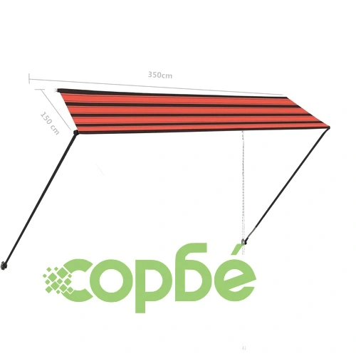 Сенник с падащо рамо с LED, 350x150 см, оранжево и кафяво ➤ топ цена ➤ sorbe.bg