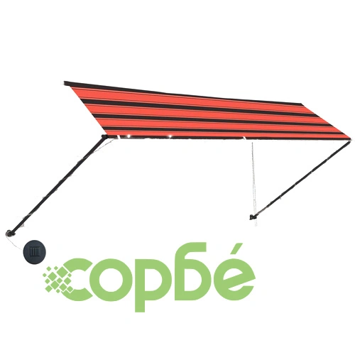 Сенник с падащо рамо с LED, 400x150 см, оранжево и кафяво ➤ топ цена ➤ sorbe.bg
