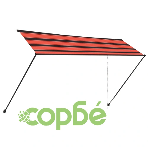 Сенник с падащо рамо с LED, 400x150 см, оранжево и кафяво ➤ топ цена ➤ sorbe.bg