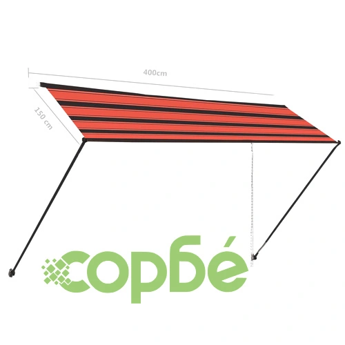 Сенник с падащо рамо с LED, 400x150 см, оранжево и кафяво ➤ топ цена ➤ sorbe.bg