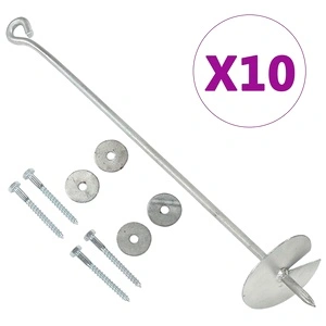 Анкери за земя, 10 бр, 10х60 см, поцинкован метал
