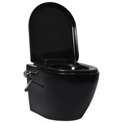 Окачена тоалетна чиния без ръб с функция биде, керамична, черна