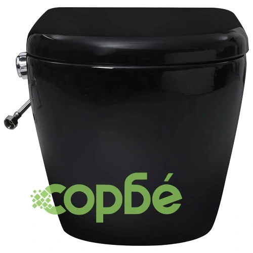 Окачена тоалетна чиния без ръб с функция биде, керамична, черна ➤ топ цена ➤ sorbe.bg