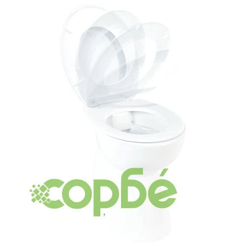 Тоалетна без ръбове, 7 см допълнителна височина, бавно затваряне, бяла керамика ➤ топ цена ➤ sorbe.bg